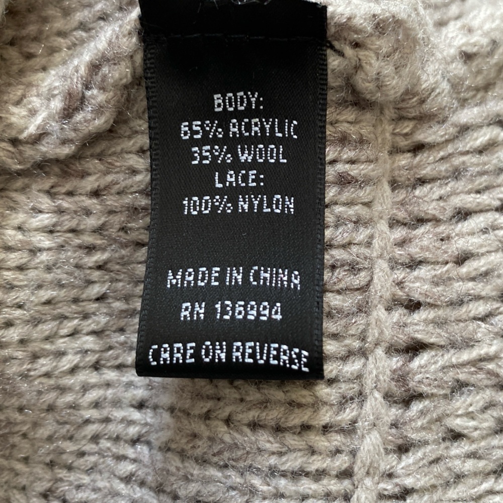 ❌SOLD❌ SIONI MIXED MEDIA APPLIQUÉ WOOL CARDIGAN SWEATER LARGE GREY BROWN - Picture 9 of 9